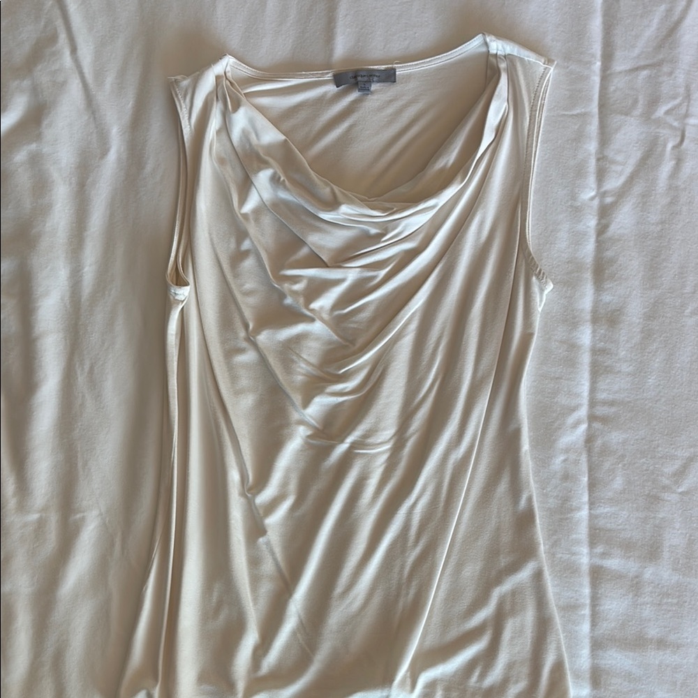 Elegant Cream Drape Neck Top
